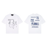 Erd rich second generation loose version american trend quiet eye printing round neck short sleeve t-shirt couple outfit