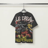 American valley washed distressed printing short-sleeved t-shirt valeforever hoodie sweatshirt long