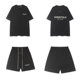 Flocked letter essentials short-sleeved t-shirt hip-hop half-sleeved high street fog american shorts