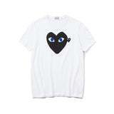 Kawakubo plaloveembroider short-sleeved pure cotton red heart eyes couple t-shirt y star style long sleeves shirt