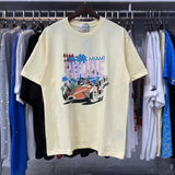 Rhude T Shirts Retro Racing Printed Cotton Casual Short Sleeve Men and Women
