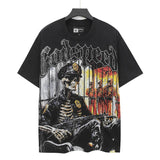 high version gods short sleeve heavy weight washed fog high street skull pure cottonprinting round