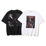 European and american spring/summer ow gradient arrow graphic crew neck short sleeve t-shirt