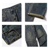 Unisex Jeans Retro Blue Wide Leg Jeans Men's Loose Straight Pants