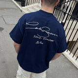 Wholesale export cole buxton minimalist cursive signature print short sleeve t-shirt - high street style