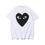 Kawakubo plaloveembroider short-sleeved pure cotton red heart eyes couple t-shirt y star style long sleeves shirt