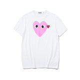 Kawakubo plaloveembroider short-sleeved pure cotton red heart eyes couple t-shirt y star style long sleeves shirt