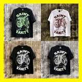 Wholesale american streetwear saint short-sleeve t-shirt vanity washed vintage letter print sweatshirt hoodie