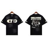 Hs-f summer collection: fog high street washed & distressed heavyweight crew neck graphic tee - couple's style
