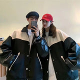 Unisex Baseball Jersey Vintage PU Baseball Jacket Autumn Loose Jacket