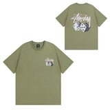 Summer running volume stussy short-sleeved t-shirt dice black eight ice cream comfy basics american couple summer t