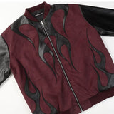 Unisex Baseball Jersey PU Jacket Vintage Loose Casual Baseball Jacket