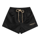essential double line fog shorts icon laminated stereo letter round neck couple pullover
