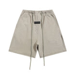essential double line fog shorts icon laminated stereo letter round neck couple pullover