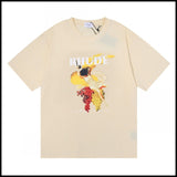 Export wholesale niche american fashion rhu flag floralsprinting double yarn pure cottoncasualloose couple short-sleeved t
