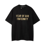 Fog icon double line essentials american high street summerloose couple short sleeve trendy heavy weight t-shirt