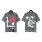 american trend high quality loose t-shirt pure cotton front and rear high-definition printing casualcoupletrendy short sleeves