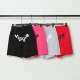 Spder hip-hop singer hotfix rhinestone foil letter print short sleeve t-shirt & rhinestone embellished shorts set (couple's style)
