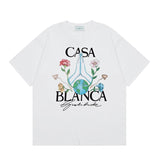 Summer collection: casa casablanca print oversized short-sleeve t-shirt - premium heavyweight cotton