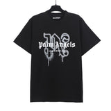 Cross-border pa spray-painted letter short-sleeved palm tree fog high street graffiti logo t