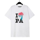 Correct version of pa beheaded bear short sleeves palm tree high street bat sleeves big logo letter on the back