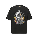 Gallery european and american couple wear plus size fried color washed short-sleeved t-shirt youth tee