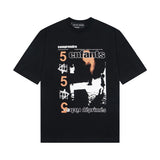 Erd rich second generation loose version american trend quiet eye printing round neck short sleeve t-shirt couple outfit
