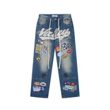 American retro valeforever washed distressed hotfix rhinestone ripped denim shorts - high street style