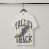 valley washed distressed printed short-sleeved hip-hop loose street t-shirt hooded