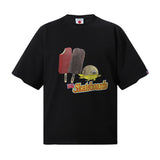 Bbc american high street ice cream flying dog printing short sleeve t-shirt casualshortsloose half lengthjeans summer