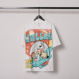 American valley washed distressed printing short-sleeved t-shirt valeforever hoodie sweatshirt long