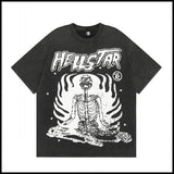 Hs american high street retro washed portrait short-sleeved t-shirt long sleeves sweatshirt hoodie