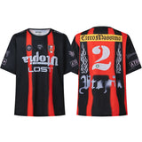Cross-border american blockcore style patch embroidery t-shirt v-neck sports football uniform mesh quick-drying