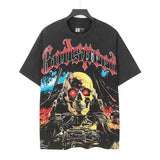 high version gods short sleeve heavy weight washed fog high street skull pure cottonprinting round