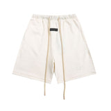 essential double line fog shorts icon laminated stereo letter round neck couple pullover