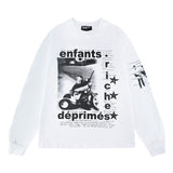 Erd melancholy rich second generation loose washed distressed pig head human face color matching hole hooded sweatshirt zipper