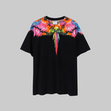 Correct version mb short-sleeved couple outfit colorful wings feather t-shirt marcelo european and american classic