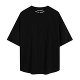 Summer trendy short-sleeve tee with back logo print - couple's fashion
