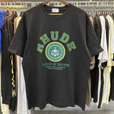 Rhude T Shirts Green Print Loose Casual Short Sleeve Men and Women