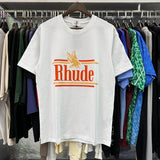Rhude T Shirts Eagle Rossa Printed Cotton Casual Short Sleeve Men and Women