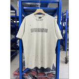 Saint michael co-branded skull letter high street retro washed distressed loose round neck short-sleeved t-shirt