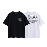 Cross-border wholesale correct version am splash ink flow paint camouflage starry sky graffiti letter short-sleeved high street couple t