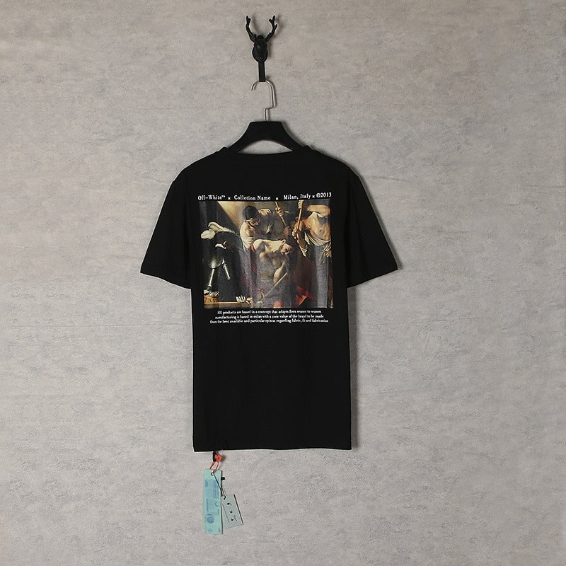 【eu size】authentic off-white print watercolor splatter gradient arrow graffiti ow short sleeve couple tee