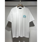 [gram] am flow paint graffiti letter starry sky classic logo print short sleeve couple t-shirt