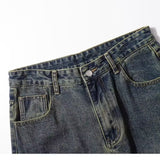Unisex Jeans Retro Blue Wide Leg Jeans Men's Loose Straight Pants