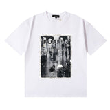 Wholesale high street purple br@nd american style short sleeve loose retro casual t-shirt couple trendy tee