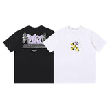 Wholesale off short sleeve ow dissolved arrow gradient starry sky splash ink t-shirt yellow tape warning line love