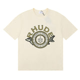 Rhude T Shirts Sturgeon Caviar Printed Cotton Short Sleeves Men and Women