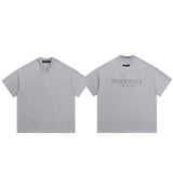 essential double line fog shorts icon laminated stereo letter round neck couple pullover