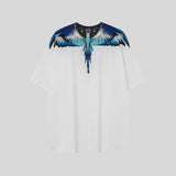 mb short-sleeved python lion head colorful feather wings t-shirt european and american loose couple